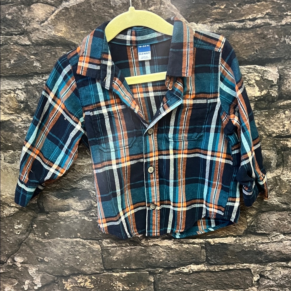 Garanimals Blue and Orange Plaid Button Down Shirt